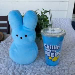 New without tags blue plush Easter Peeps & blue tumbler